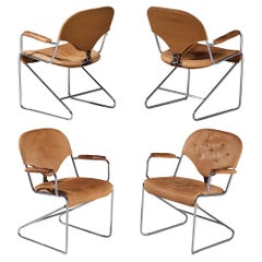 Vintage Sam Larsson for DUX Armchairs Model ‘Sam’ in Cognac Leather