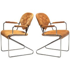 Sam Larsson for DUX Pair of Armchairs "1974" in Cognac Leather