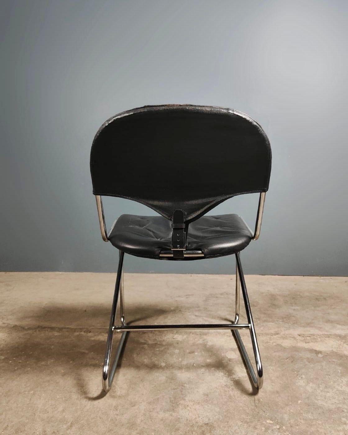 Other Sam Larsson For Dux Sweden ‘Sam’ Four Black Leather Dining Chairs Mid Century