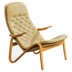 Sam Larsson, Lounge Chair, Wood, Canvas, Leather, Sweden, 1970s Sam Larsson, Lounge Chair, Wood, Canvas, Leather, Sweden, 1970s
