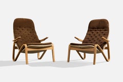 Sam Larsson, Sillas de salón, Madera, Lona, Tela, Suecia, 1970s