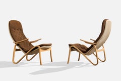 Sam Larsson, Sillas de salón, Madera, Lona, Tela, Suecia, 1970s