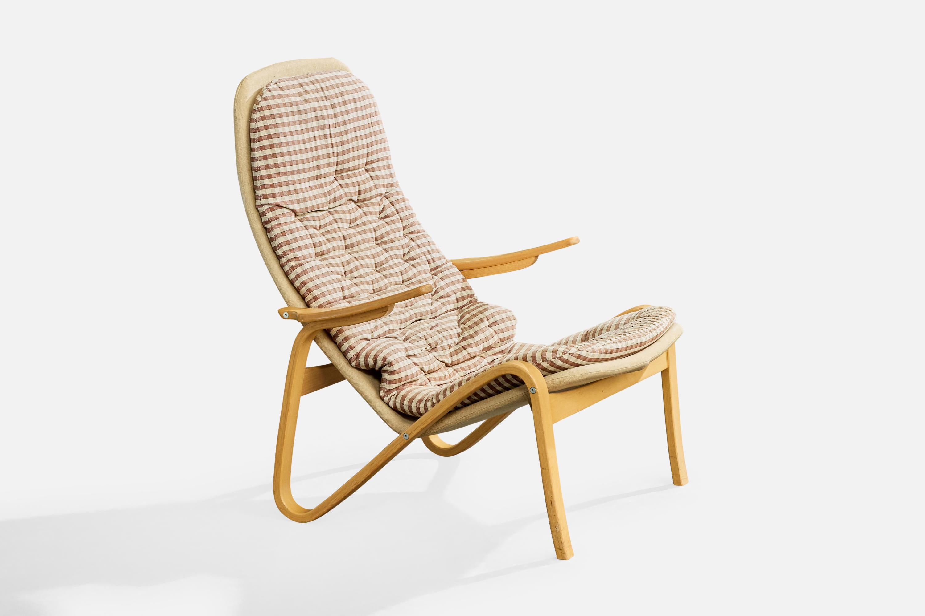 Sam Larsson, Sillas de salón, Madera, Lona, Tela, Suecia, 1970s en Bastante bueno estado para la venta en High Point, NC