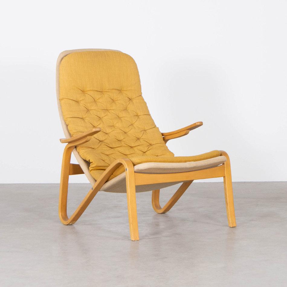 Molded Sam Larsson Metro Lounge Chair in Plywood and Canvas / Fabric for DUX Sweden