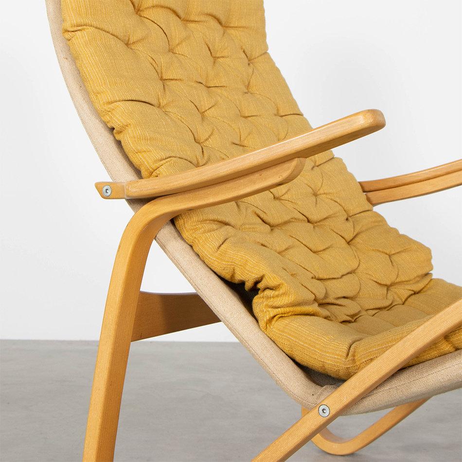 Sam Larsson Metro Lounge Chair in Plywood and Canvas / Fabric for DUX Sweden In Good Condition In Amsterdam, NL