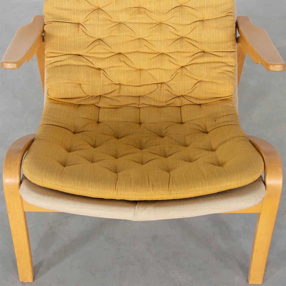 Late 20th Century Sam Larsson Metro Lounge Chair in Plywood and Canvas / Fabric for DUX Sweden