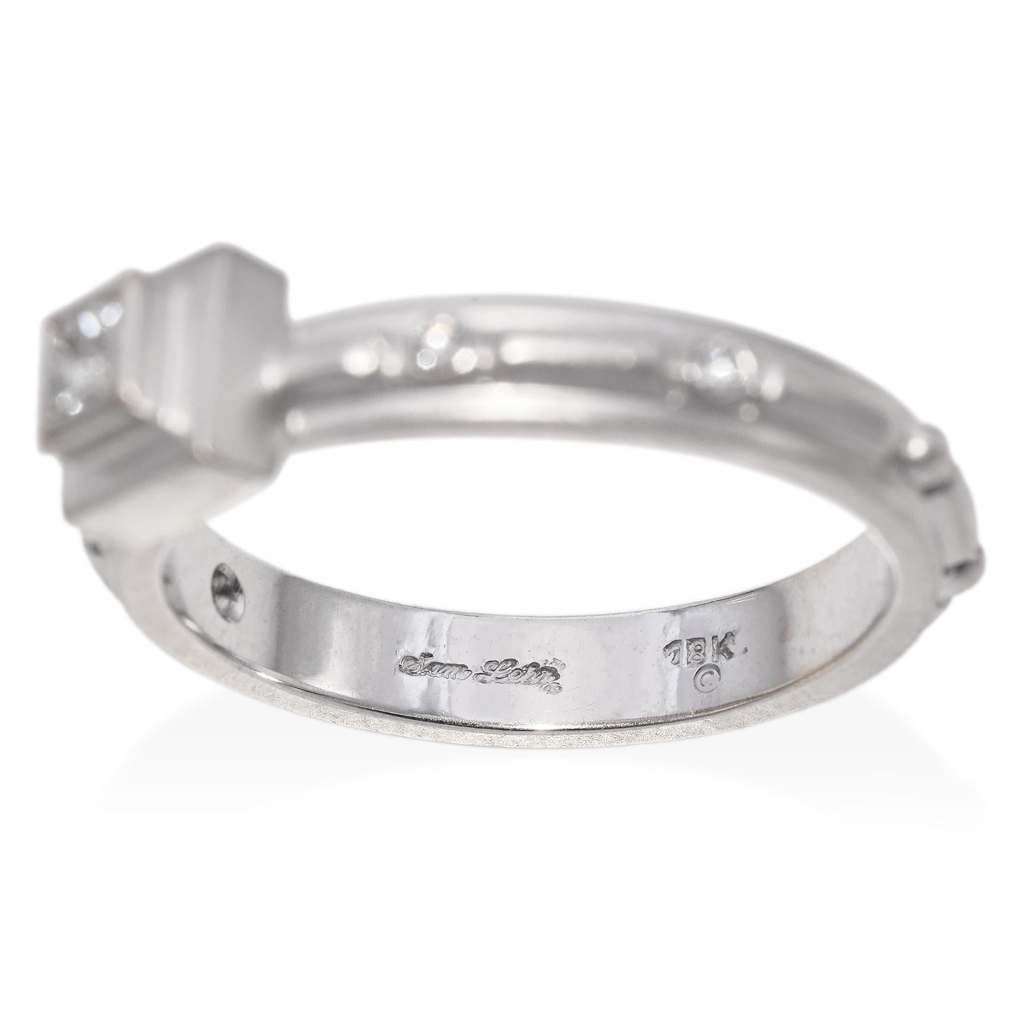 Women's Sam Lehr 18k White Gold Matte Finish Geometric Diamond Ring For Sale