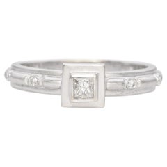 Sam Lehr 18k White Gold Matte Finish Geometric Diamond Ring