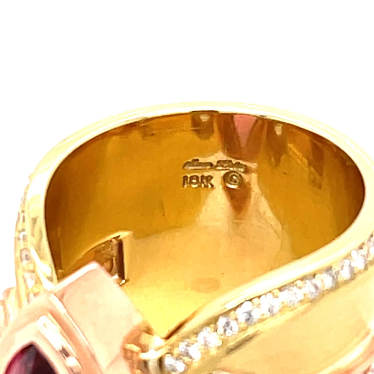 Marquise Cut Sam Lehr 2.50ct Pink Tourmaline & Diamond Ring in 18k Yellow Gold