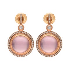 Boucles d'oreilles Sam Lehr en pierre de lune rose et diamant