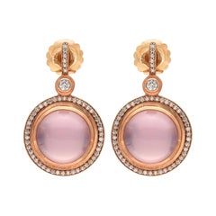 Sam Lehr Pink Moonstone and Diamond Earrings