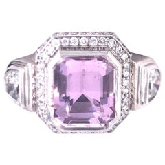 Sam Lehr White Gold Diamond and Kunzite Ring