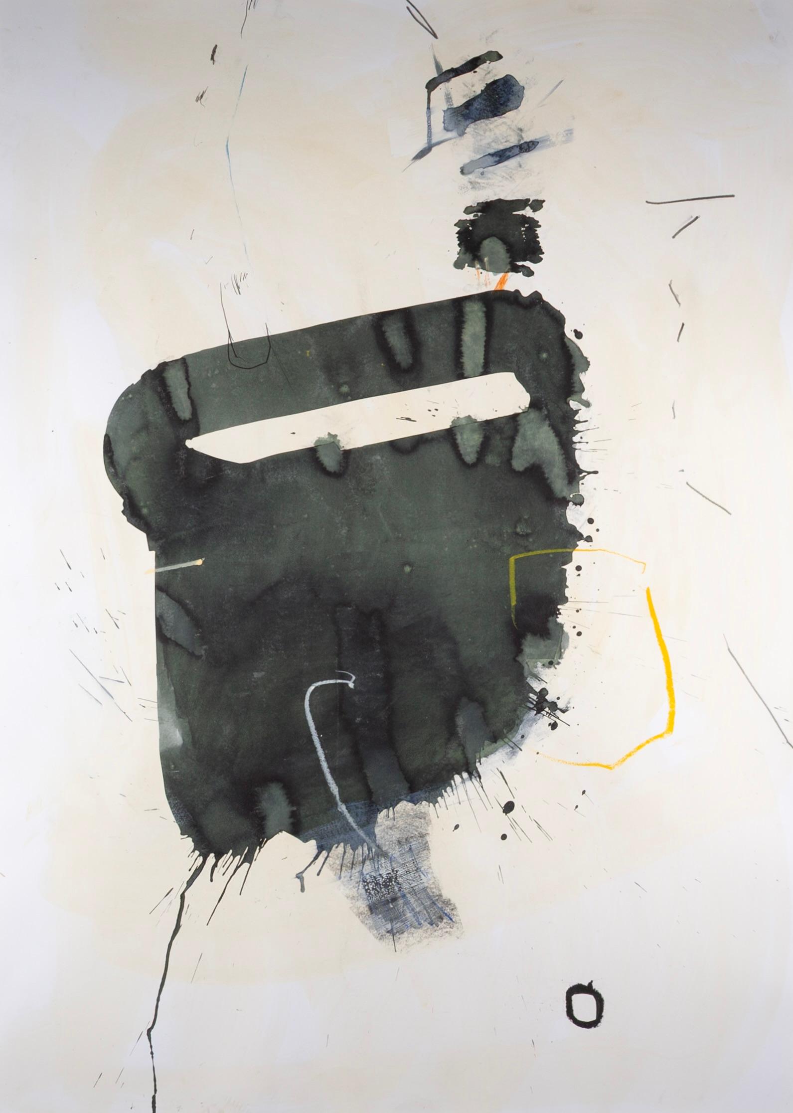Fallen as Night - Large Black + White Contemporary Abstract Painting with Pastel