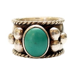 Sam Lovato Santo Domingo Turquoise en argent sterling Cigar Band Ring