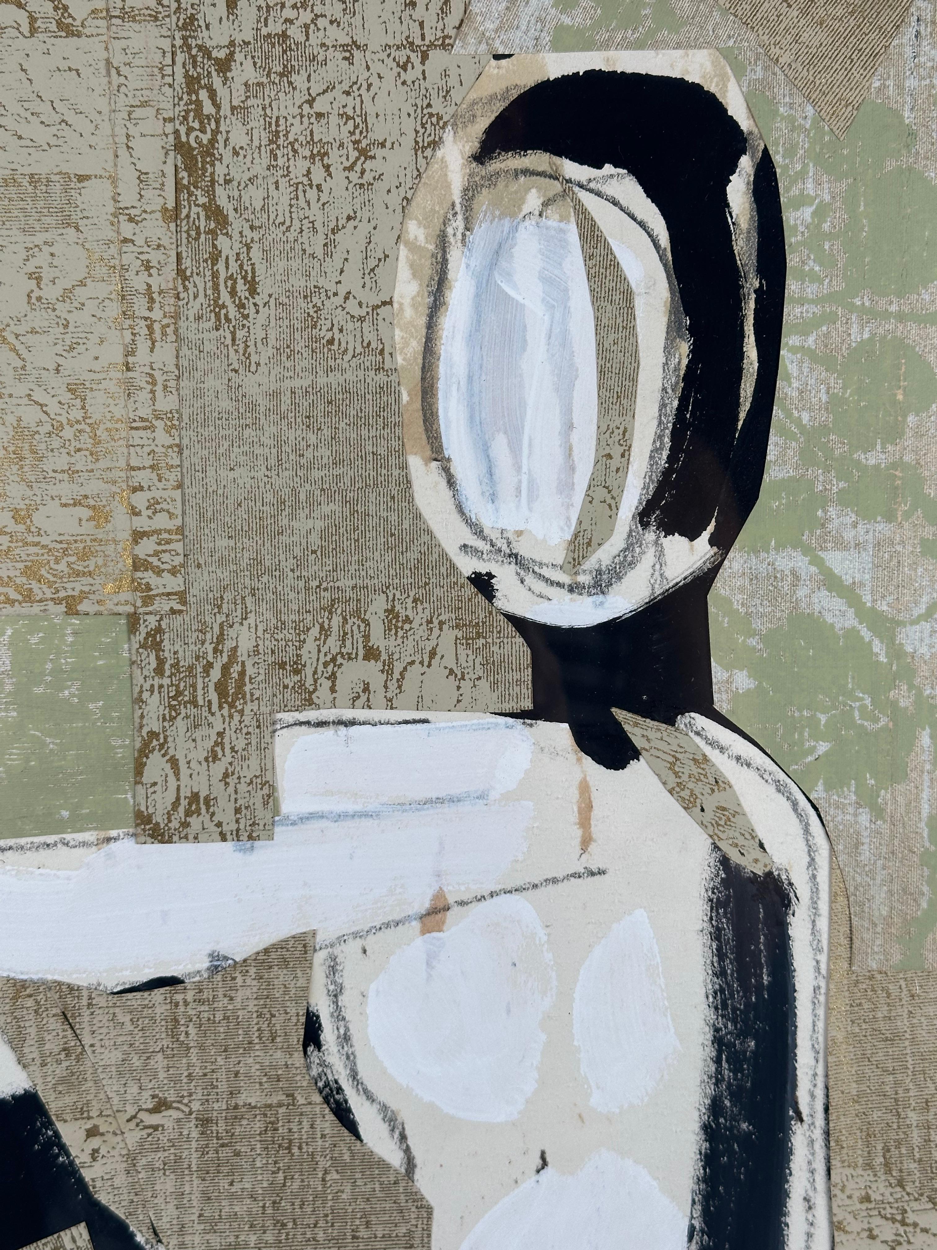 Figura seduta (collage astratto di donne). - Painting Astratto di Sam Maitin