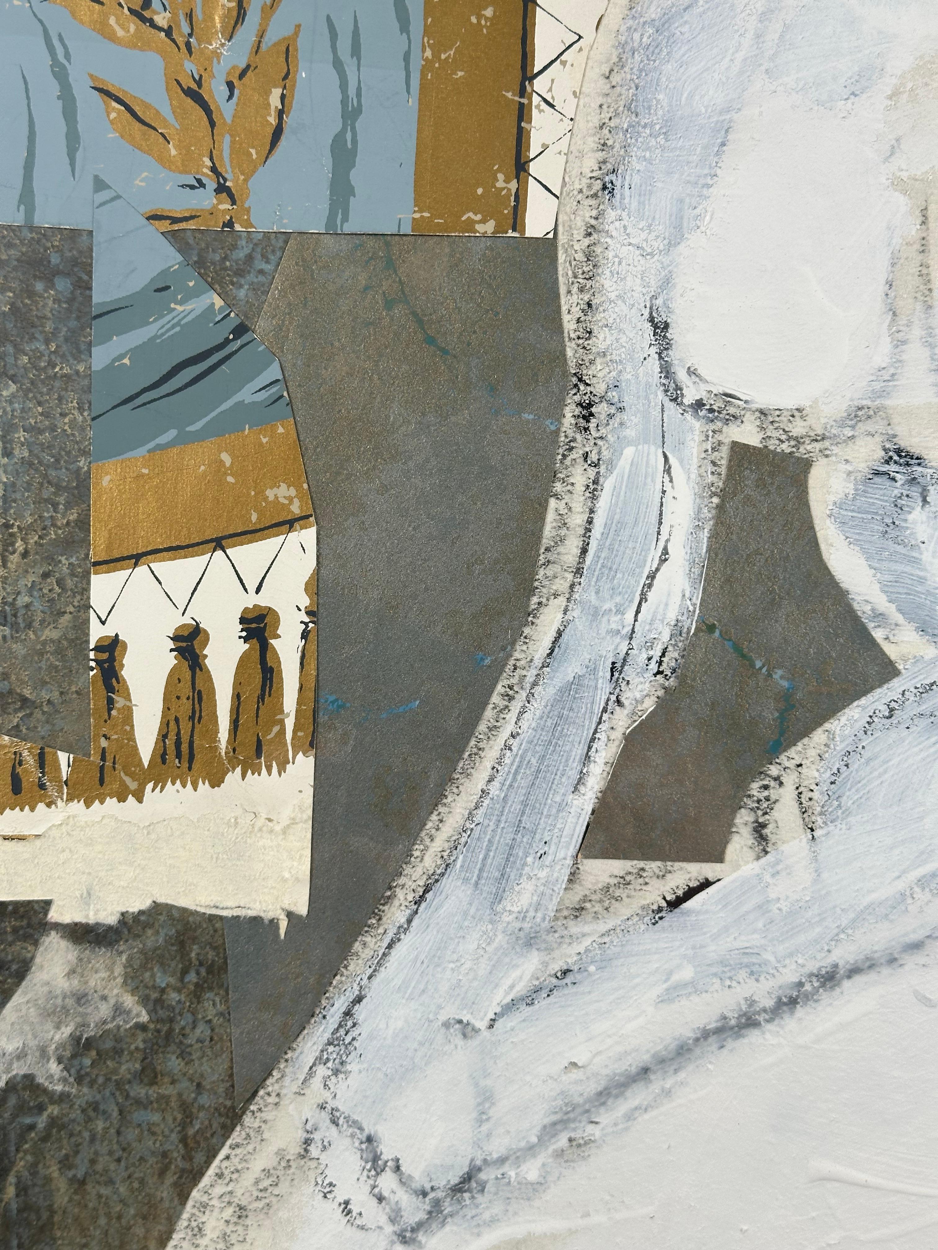 Figura seduta (collage astratto di donne). - Abstract Painting Grigio di Sam Maitin