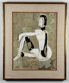 Figure assise (collage abstrait de femme).