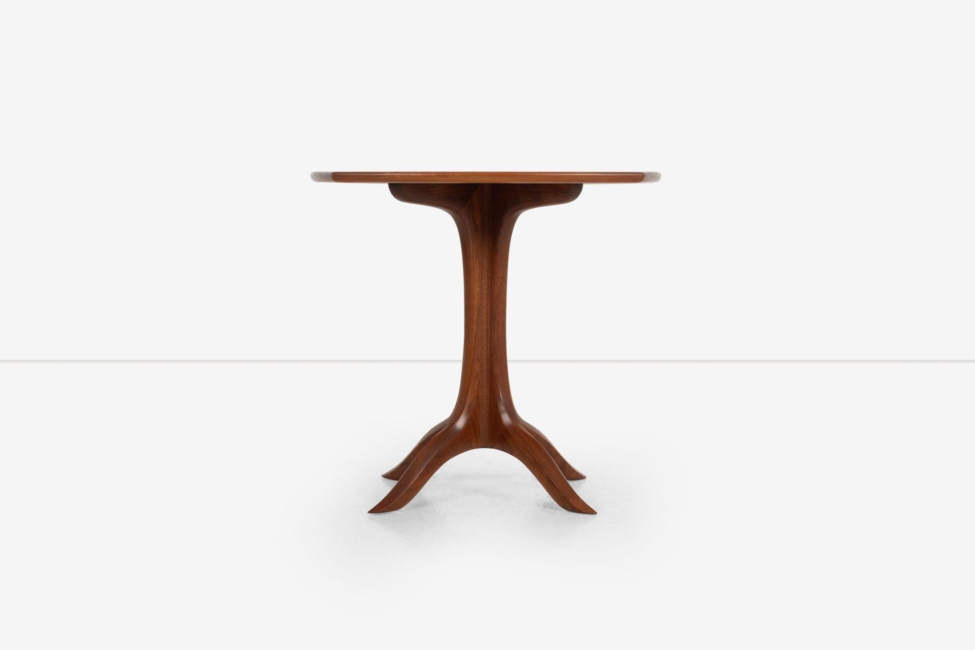 Sam Maloof American Craft Occasional Table in Oiled Walnut, 2004
Carved signature, date, number and inscription to underside ‘Made for Ed Eckenhoff S.M. No. 22 2004 Sam Maloof d.f.a. r.i.s.d. m.j. l.w. d.w.’.
Dimensions:
22 h × 23 w × 23 d in