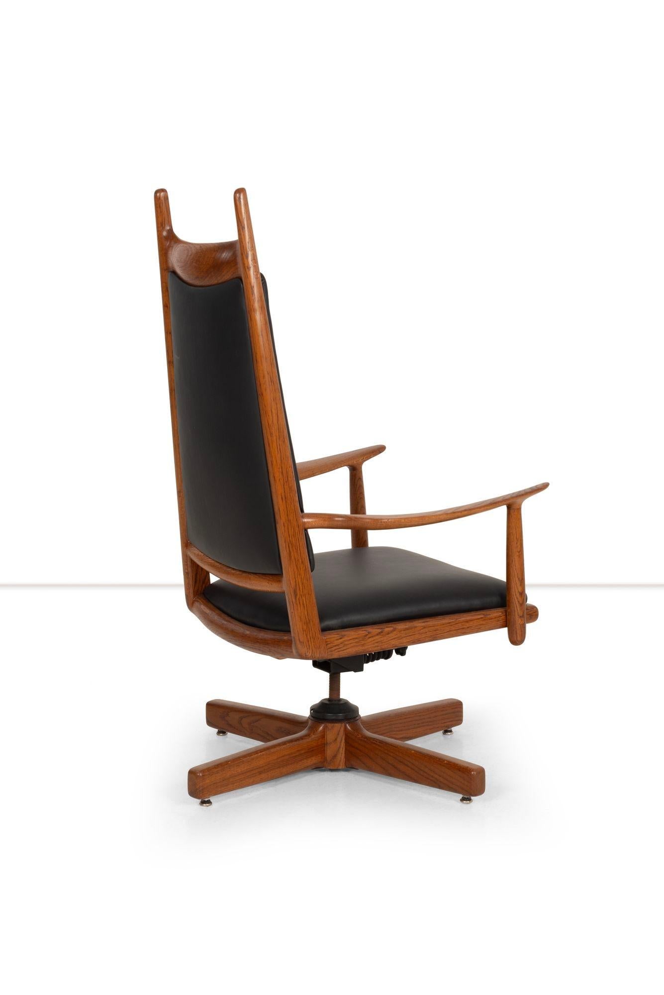 Leather Sam Maloof Highback Horned Desk Chair For Sale