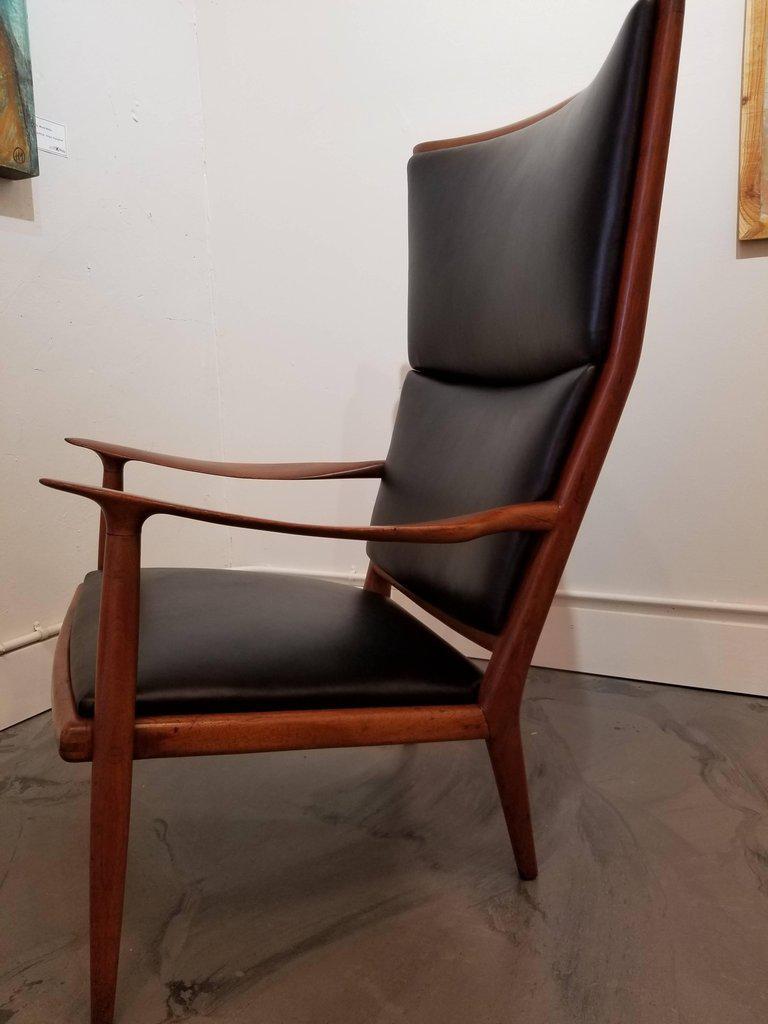 Leather Sam Maloof Lounge Chair and Ottoman