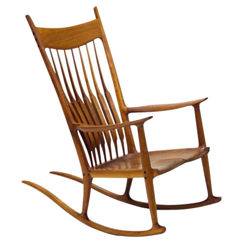 Cane and Exotic Wood Rocking Chair For Sale at 1stDibs | wooden rocking ...