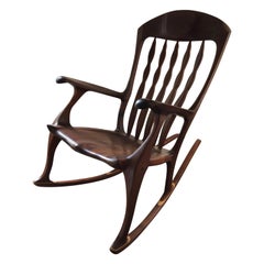 Sam Maloof Style Mid-Century Modern Rocking Chair, Signed Bill Kappel