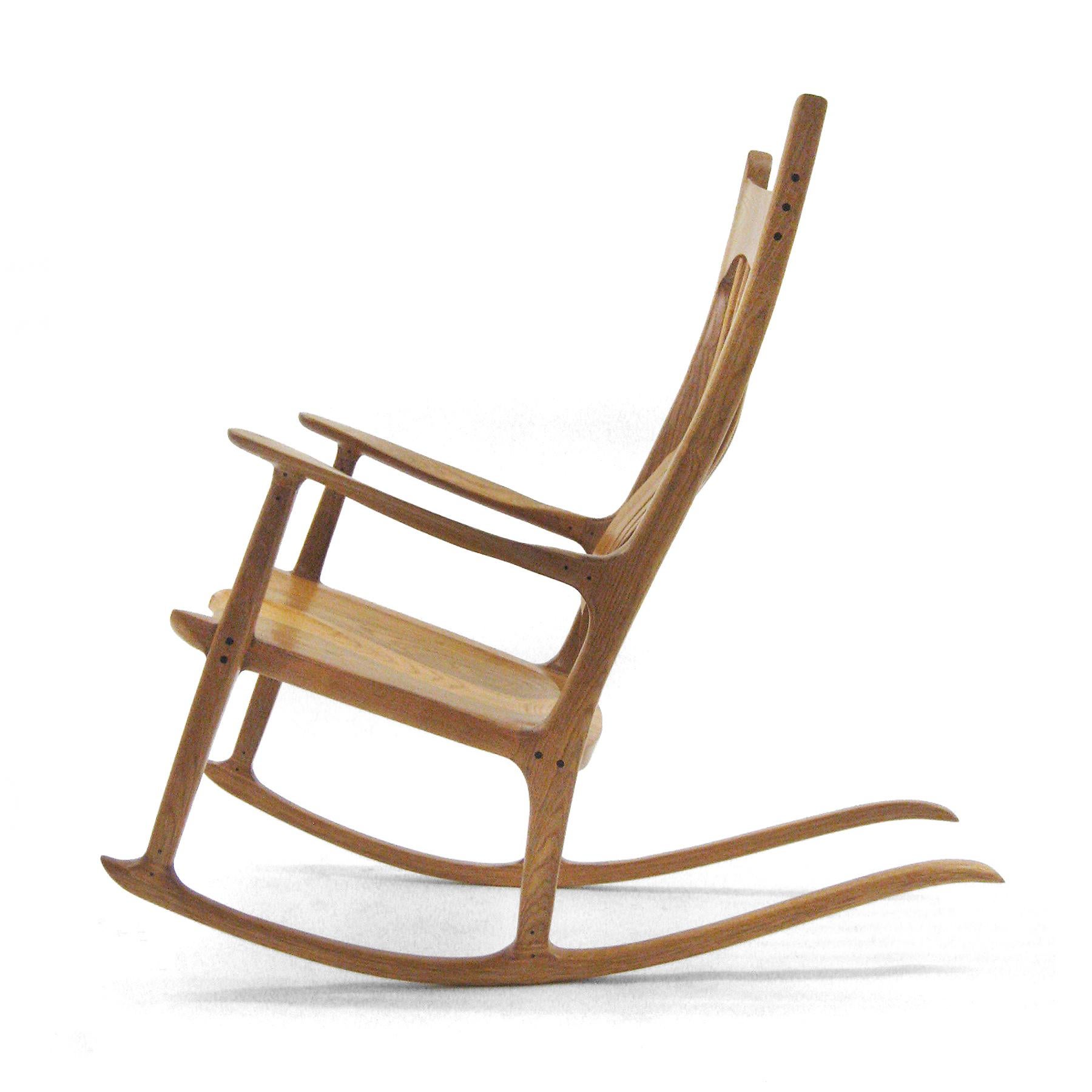 20th Century Sam Maloof Style Rocking Chair in White Oak