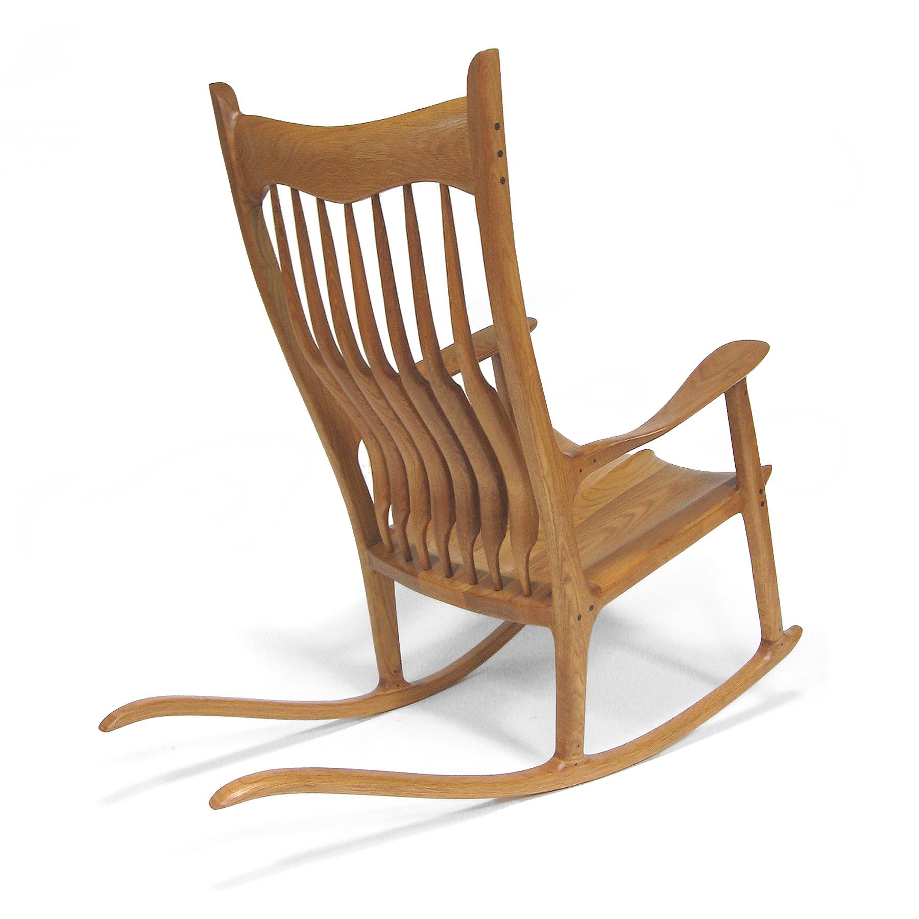 Mid-Century Modern Sam Maloof Style Rocking Chair in White Oak
