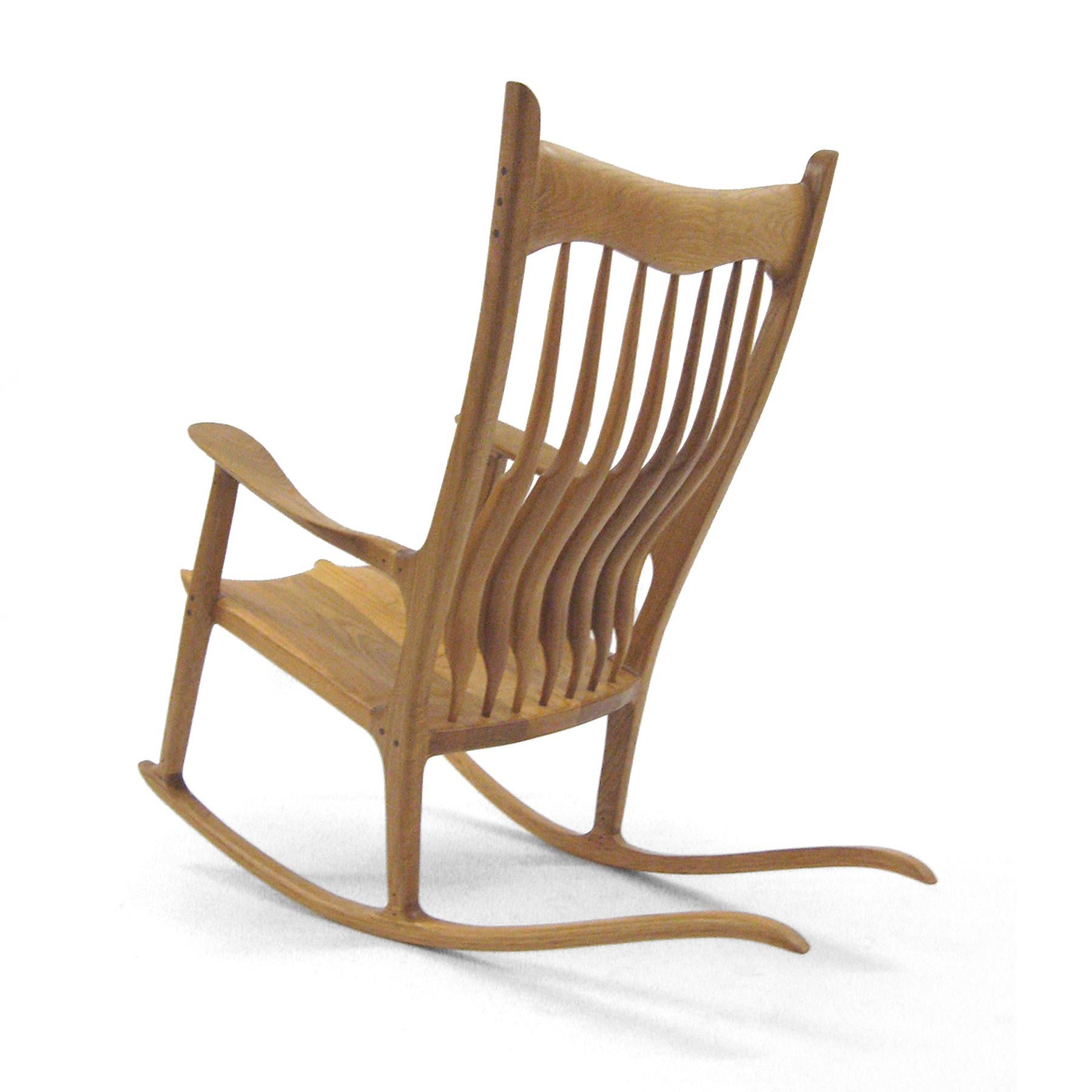 Sam Maloof Style Rocking Chair in White Oak In Good Condition In Highland, IN