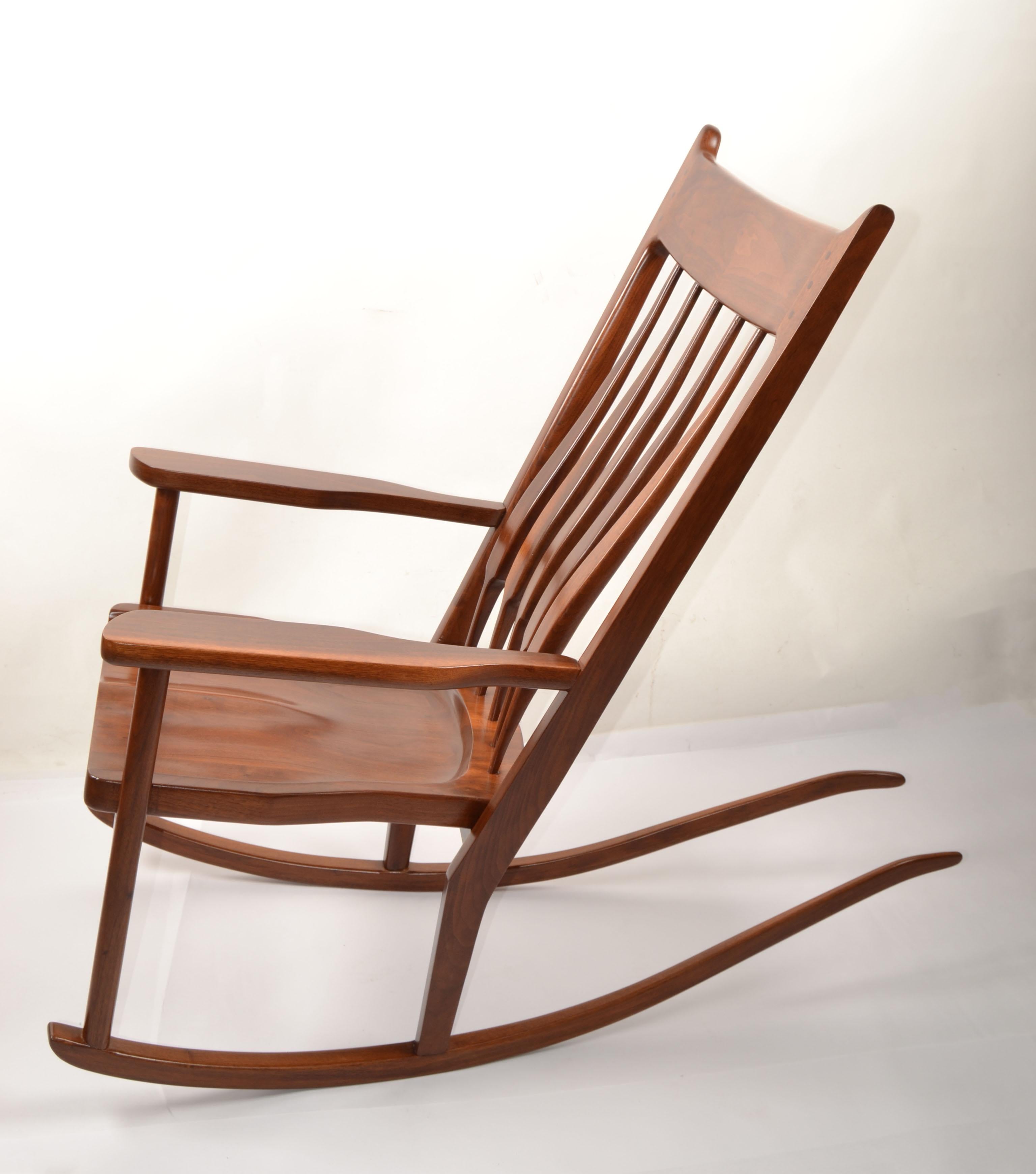 Sam Maloof Style Sculptural Rocking Chair 1979 American Walnut Arts & Crafts For Sale 5