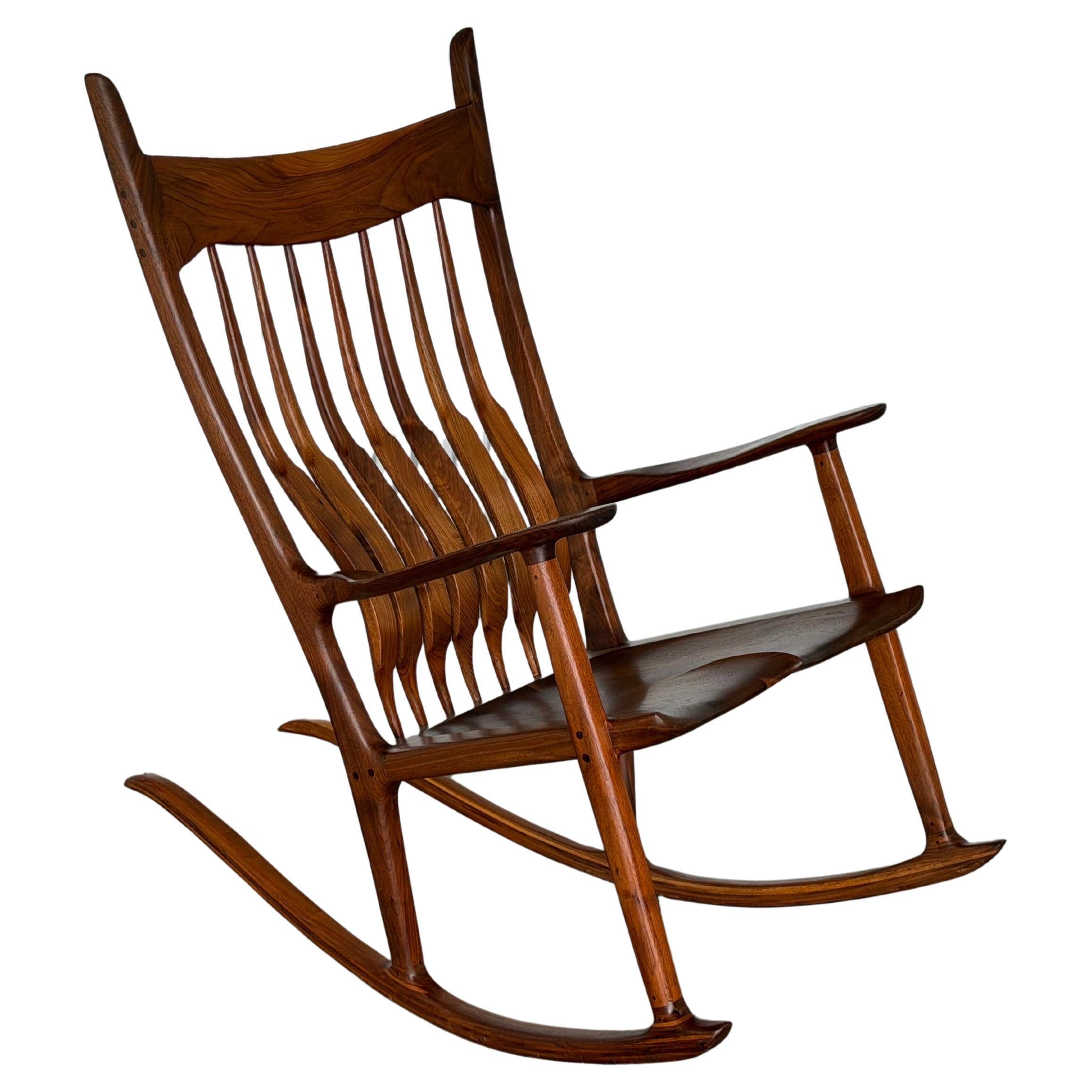 Sam Maloof Style Sculptural Rocking Chair by Harold Dodson, Pickens SC, 2006