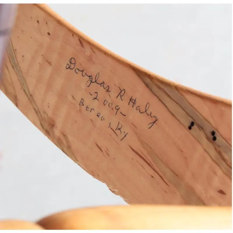 Sam Maloof Style Solid Spalted Maple and Woven Leather Rocking Chair For Sale 8