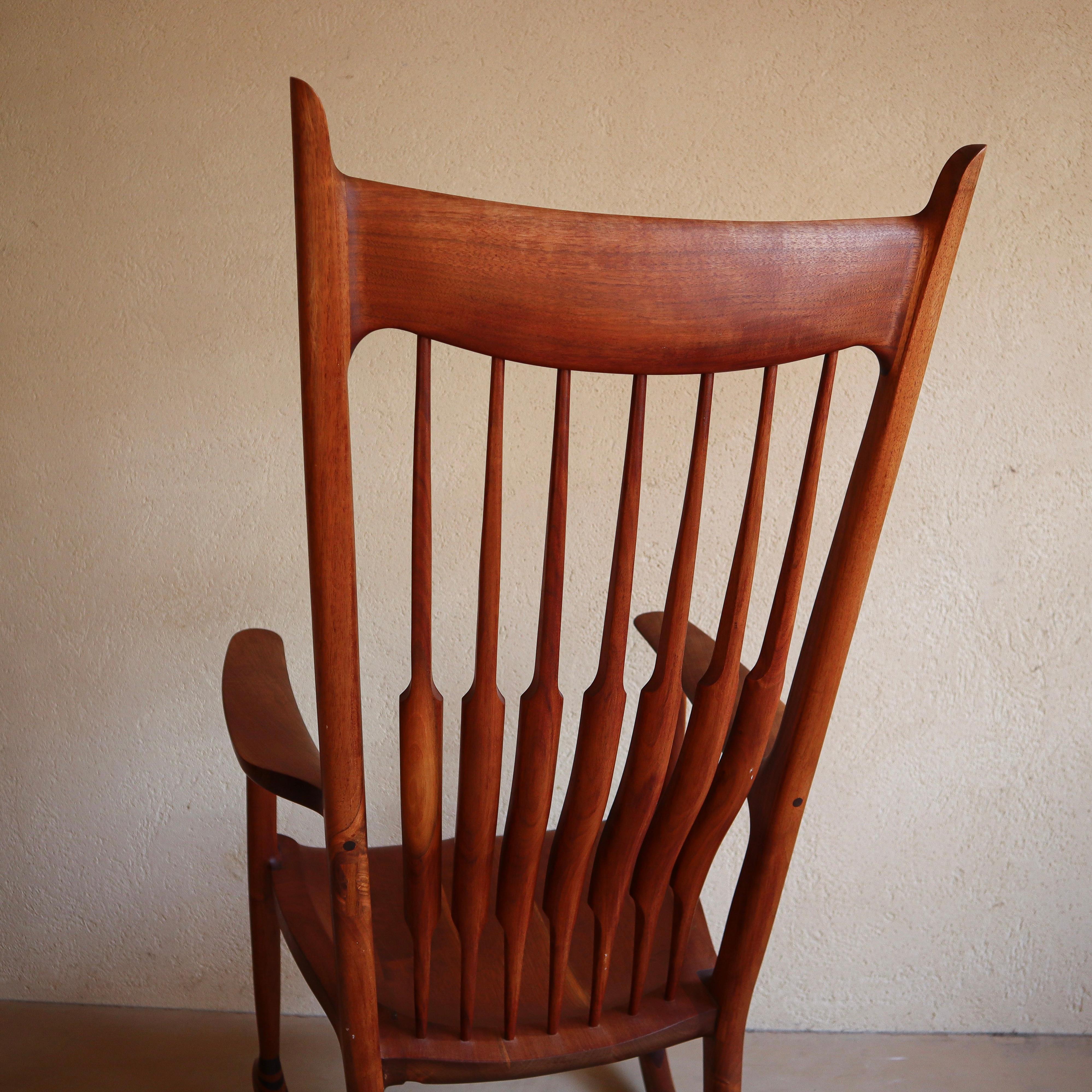 Sam Maloof Style Solid Walnut Rocking Chair 7