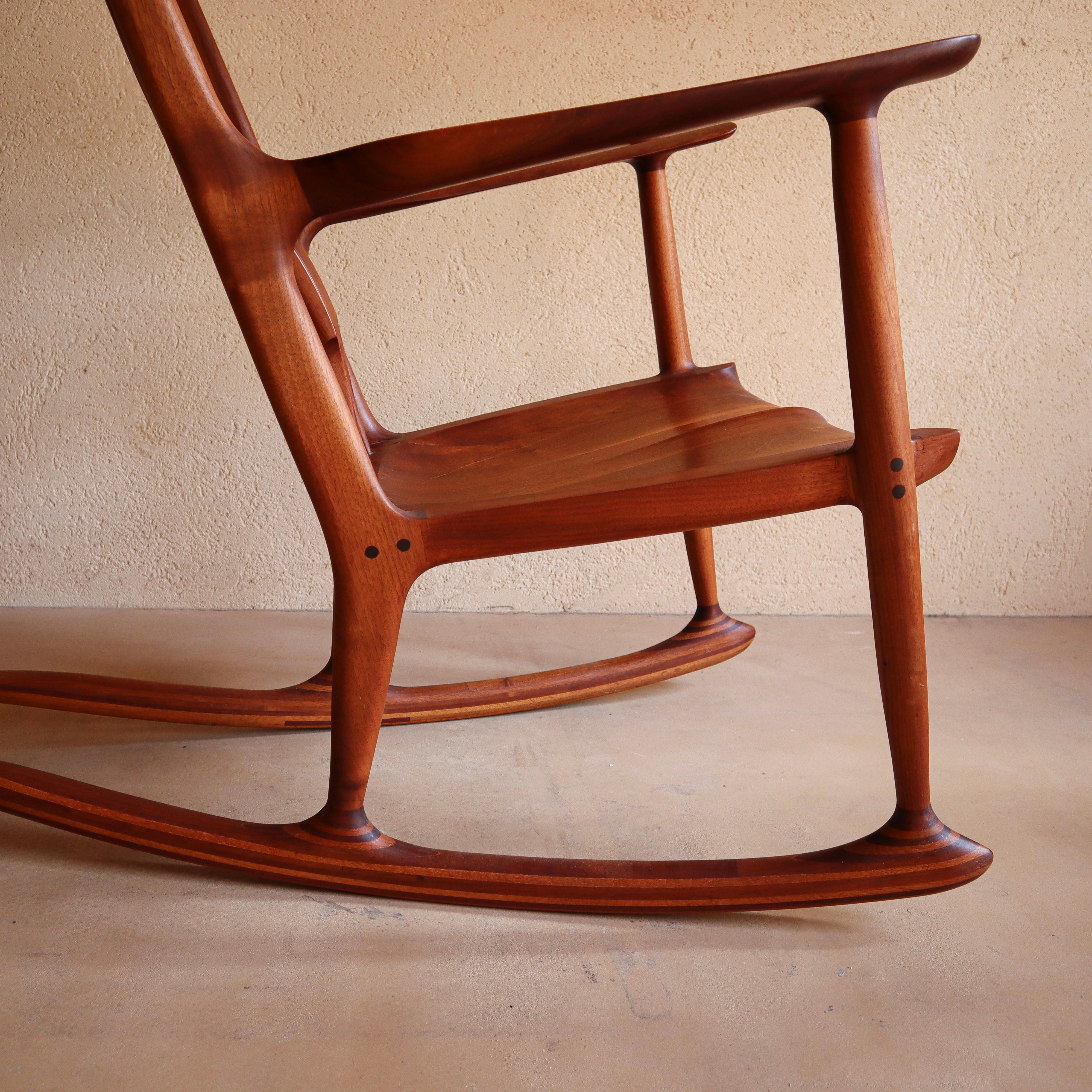 Sam Maloof Style Solid Walnut Rocking Chair 8