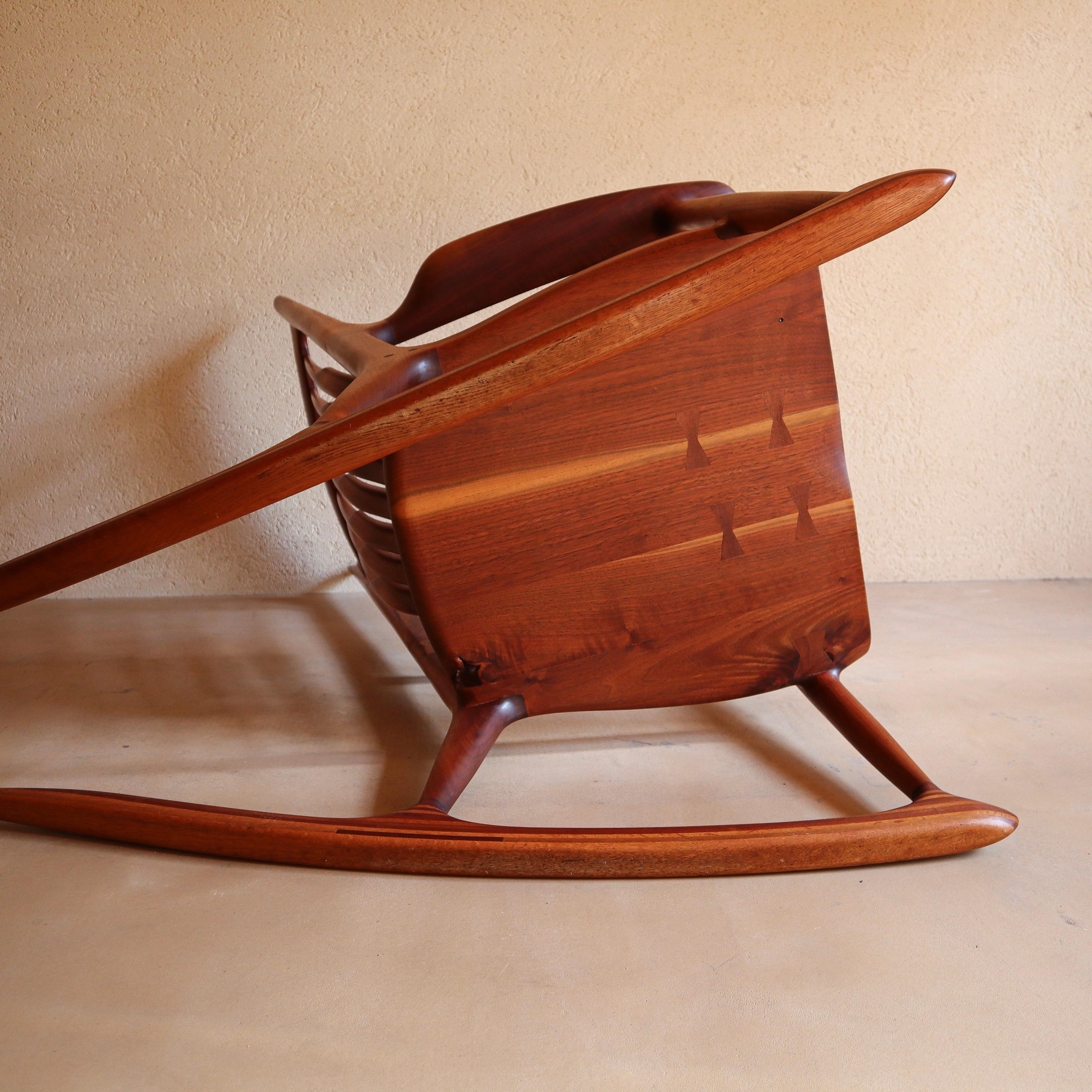 Sam Maloof Style Solid Walnut Rocking Chair 9