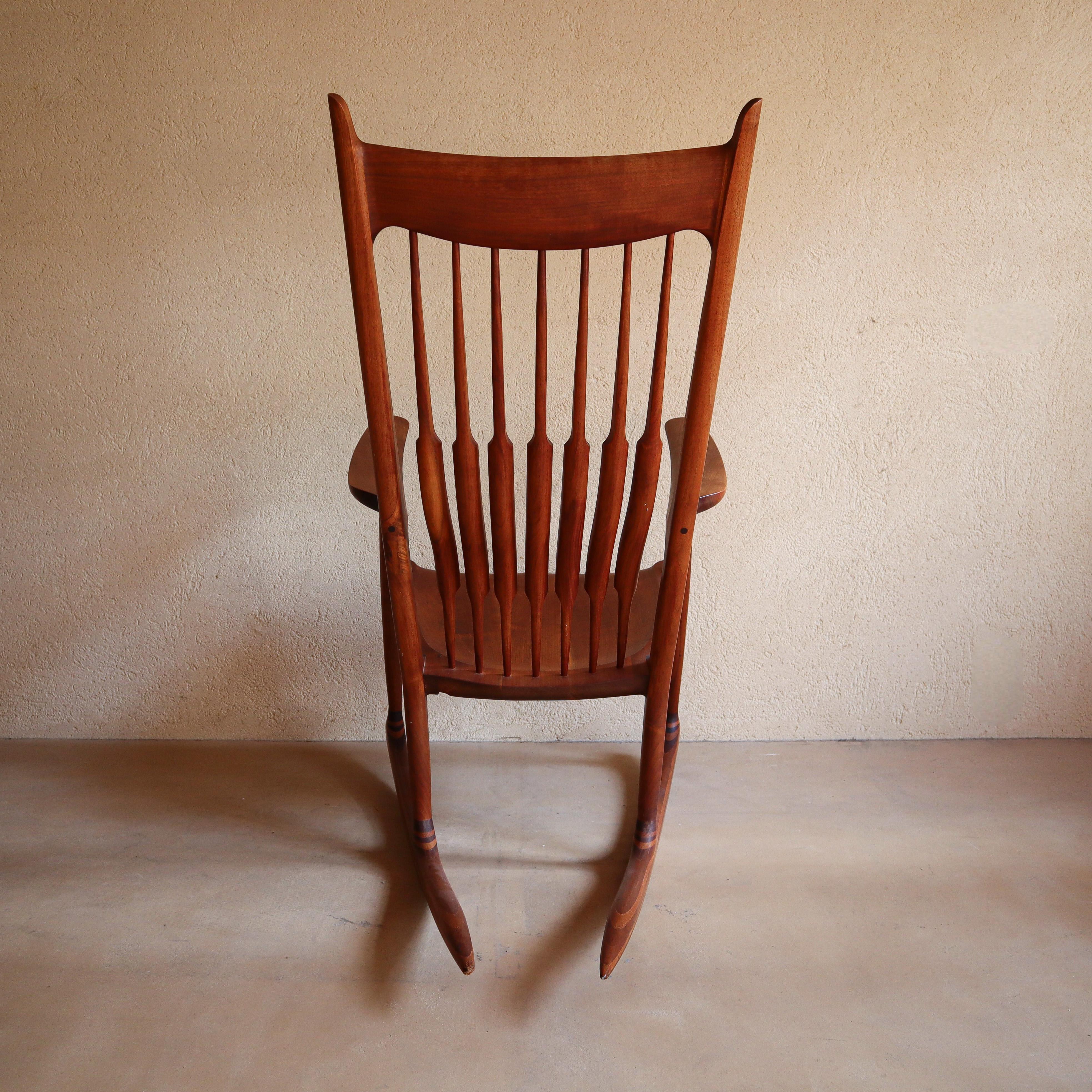 Japanese Sam Maloof Style Solid Walnut Rocking Chair