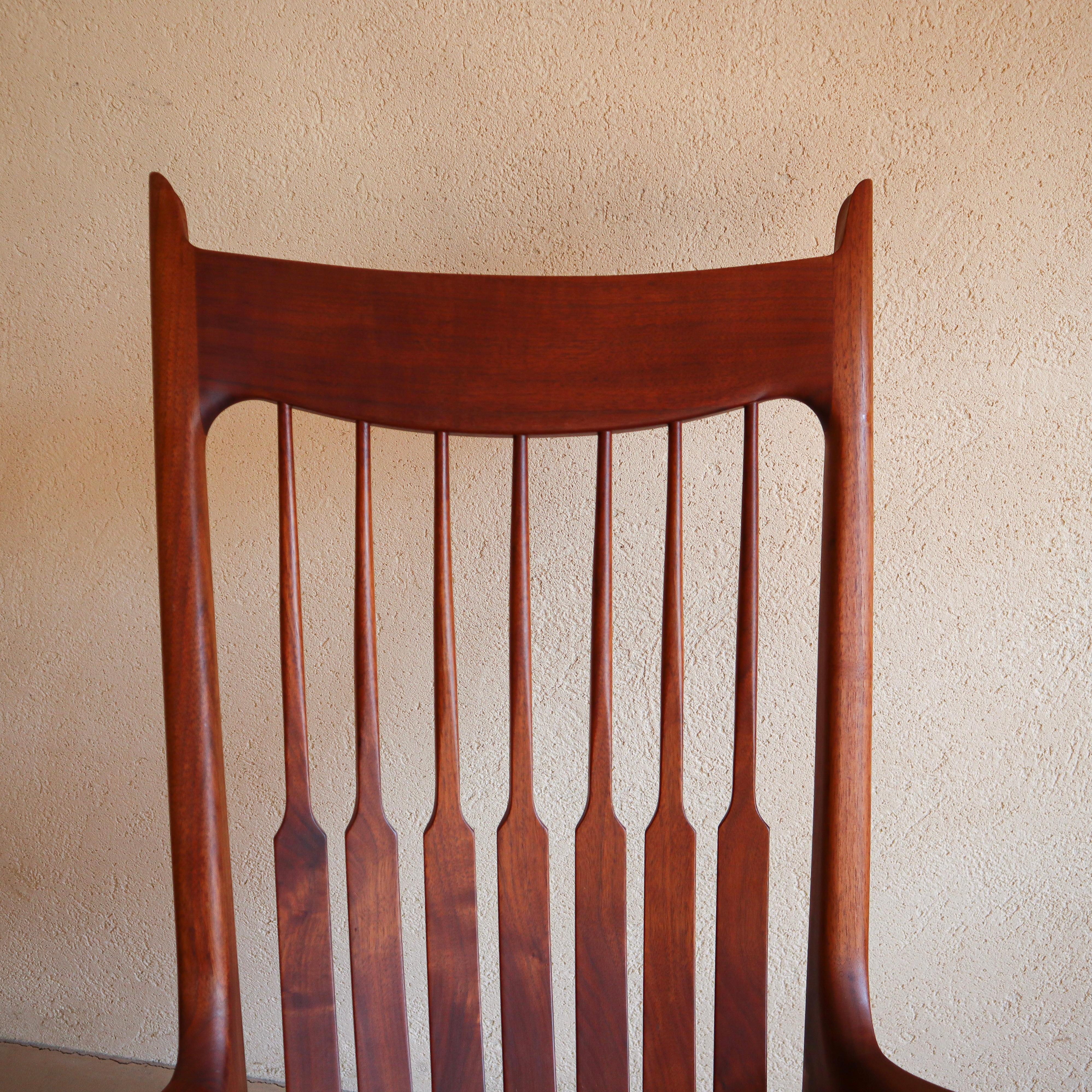 Sam Maloof Style Solid Walnut Rocking Chair 1