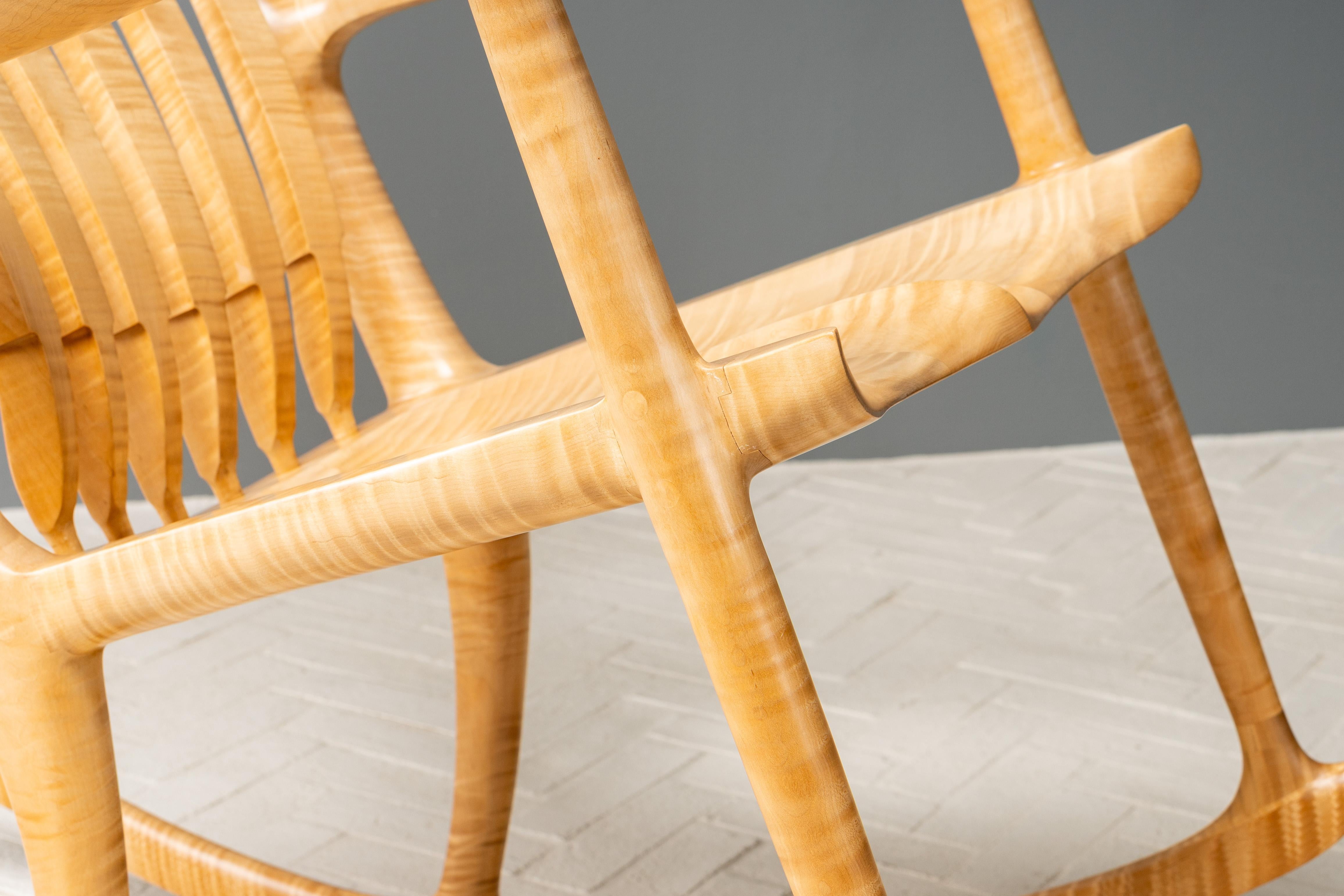 Mecedora de arce estilo tigre Sam Maloof en venta 5