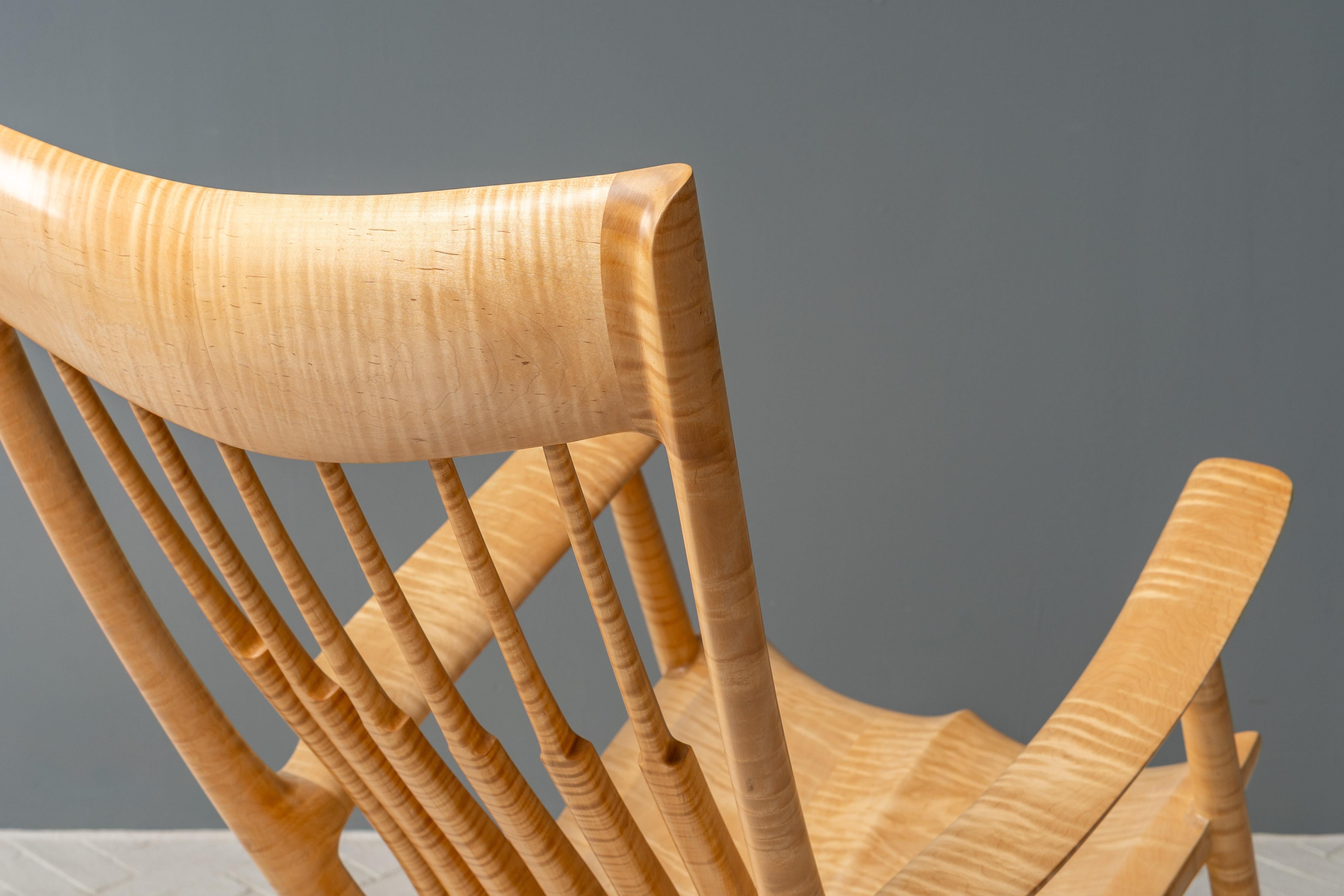 Mecedora de arce estilo tigre Sam Maloof en venta 12