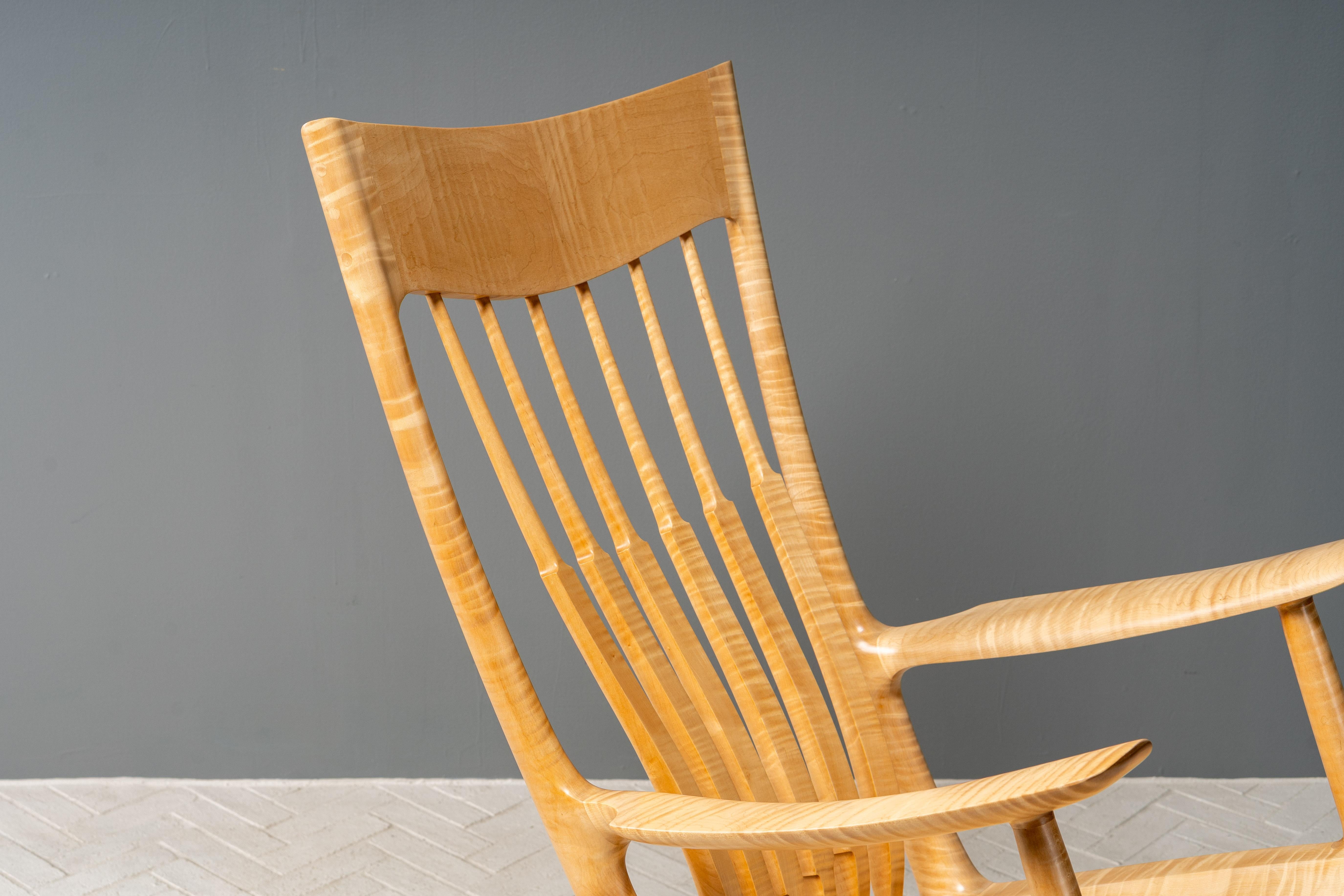 Mecedora de arce estilo tigre Sam Maloof en venta 2