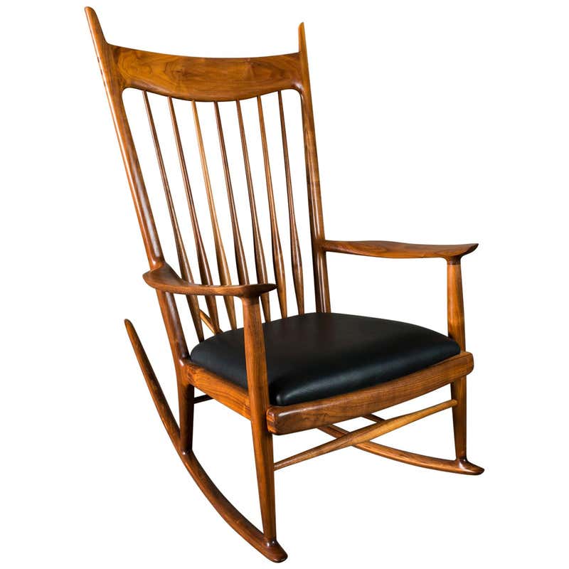 Hunzinger Carved Walnut Rocking Chair at 1stdibs
