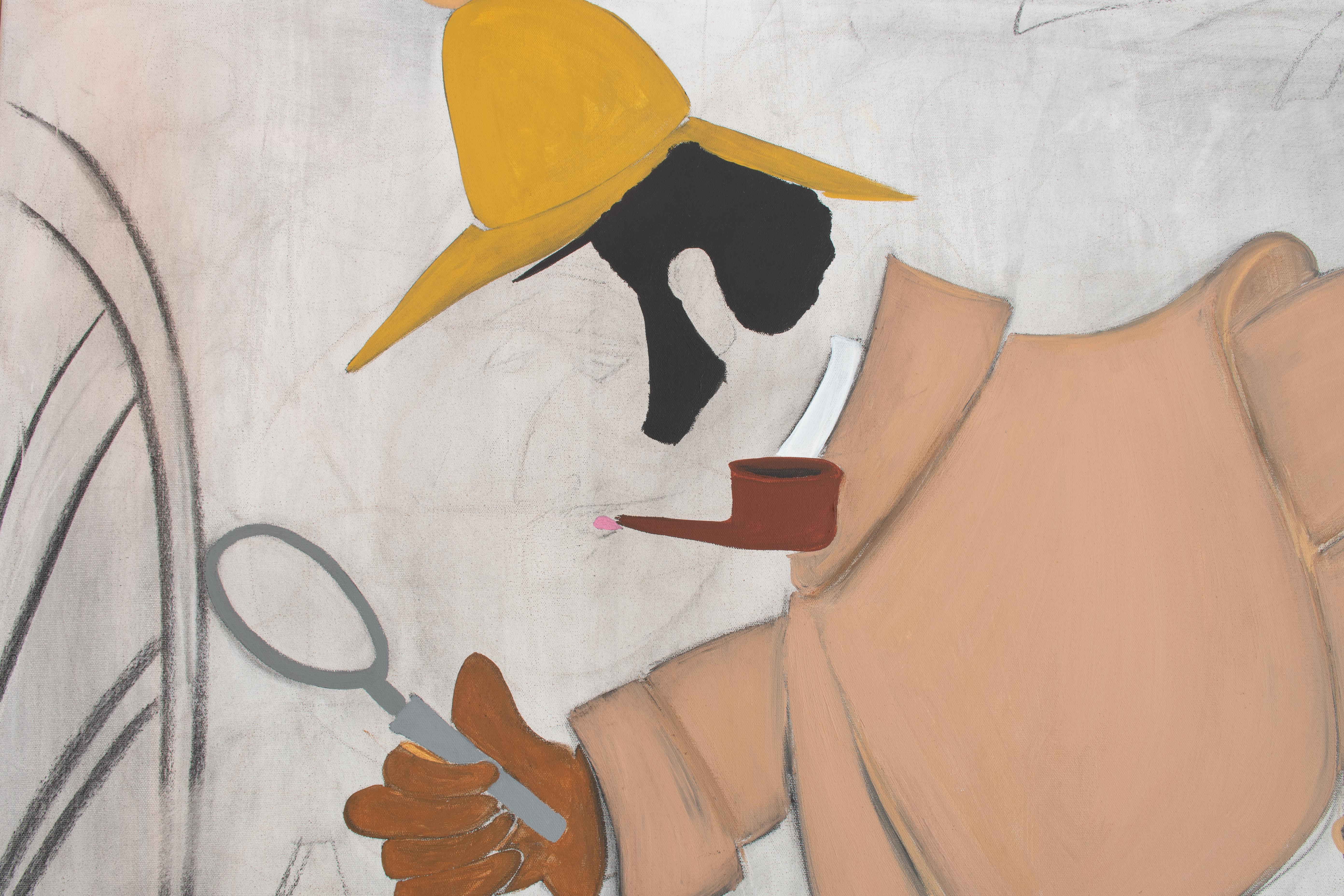 ESTOY AQUÍ - Figurative Painting Beige de Sam Melendez