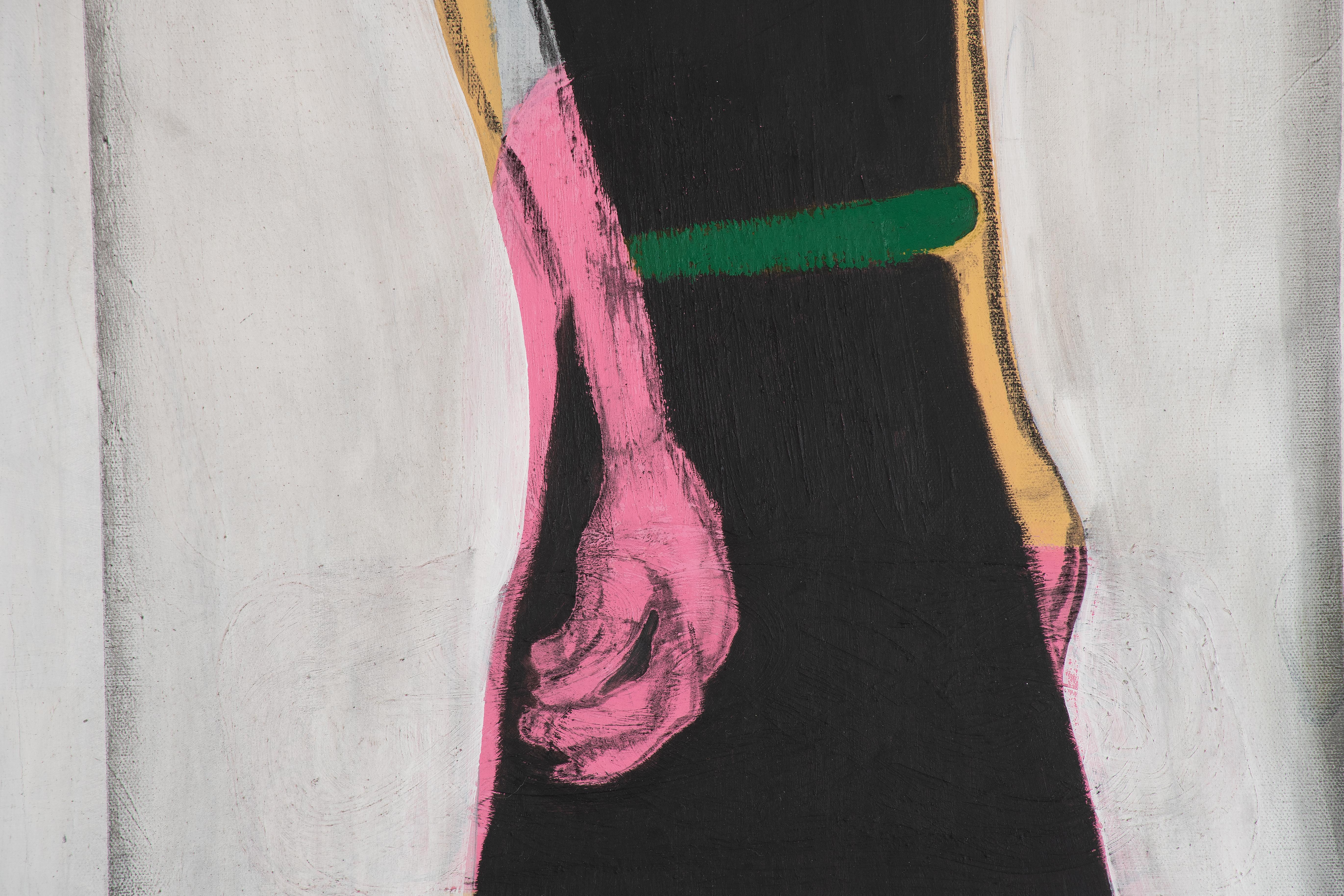 VESTIDITO NEGRO - Figurative Painting Beige de Sam Melendez