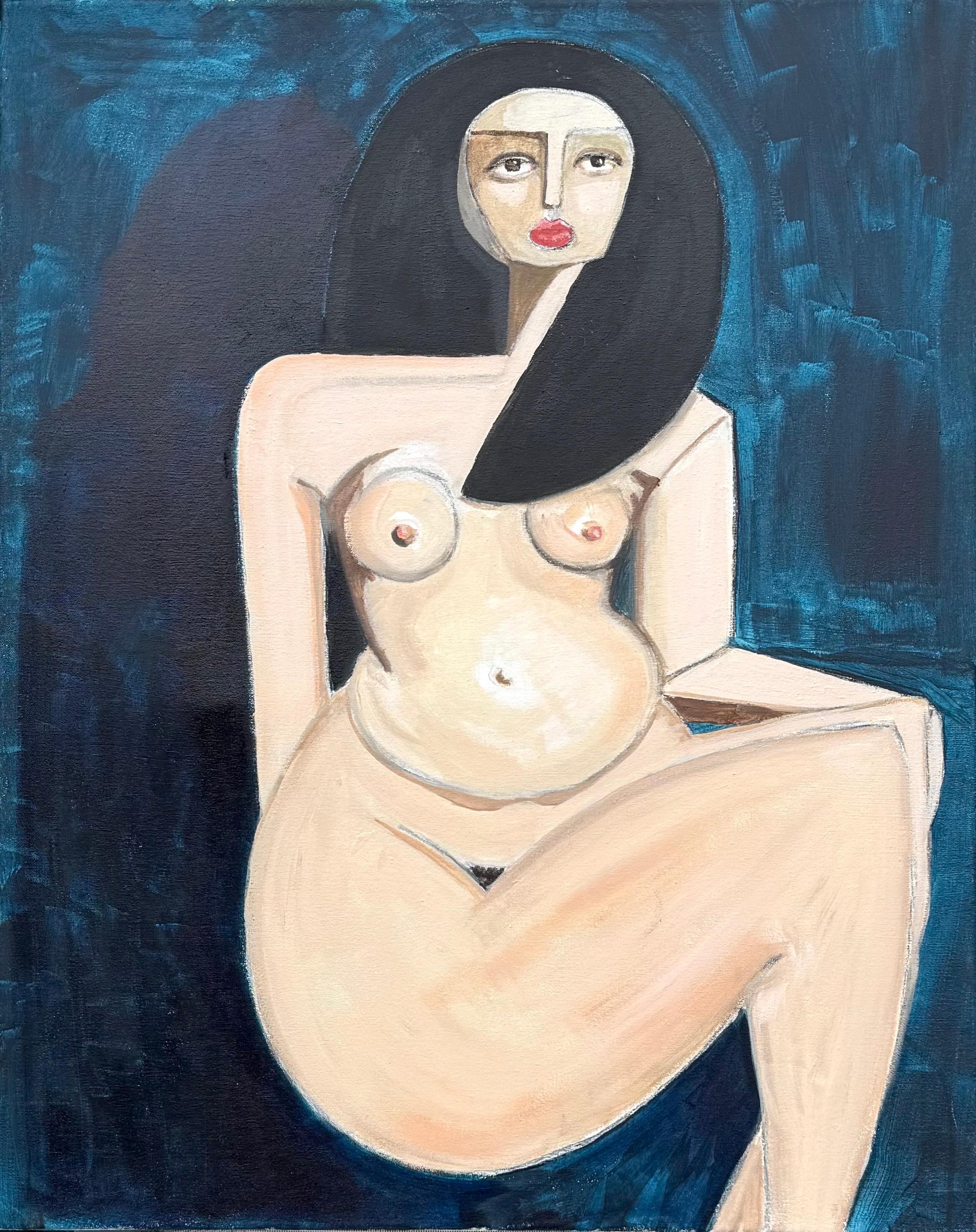 Sam Millington Nude Painting – "Dunkler Akt"  Zeitgenössisches figuratives Ölgemälde