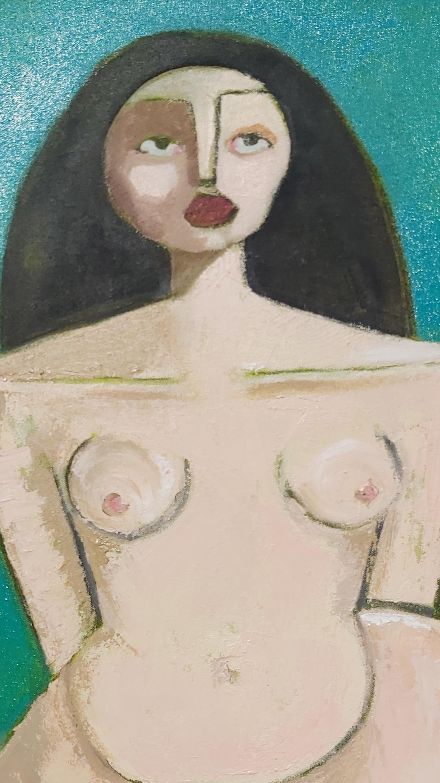 Le style unique de l'art figuratif de Samantha Millington jaillit de la toile tout en faisant un clin d'œil au cubisme et aux figures de déesses de la préhistoire. Les peintures de Millington, à la fois réfléchies et provocatrices, sont un plaisir à