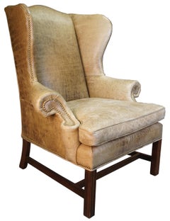 Sam Moore Chippendale Georgian Style Leather Wingback Club Arm Chair Nailhead