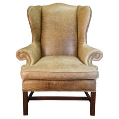 Sam Moore Chippendale Georgian Style Leather Wingback Club Arm Chair Nailhead