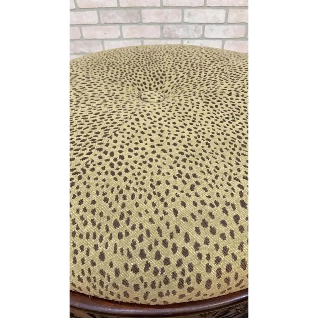 Contemporary Sam Moore Cocktail Ottoman With Carved Frame & Cheetah Print Upholstery