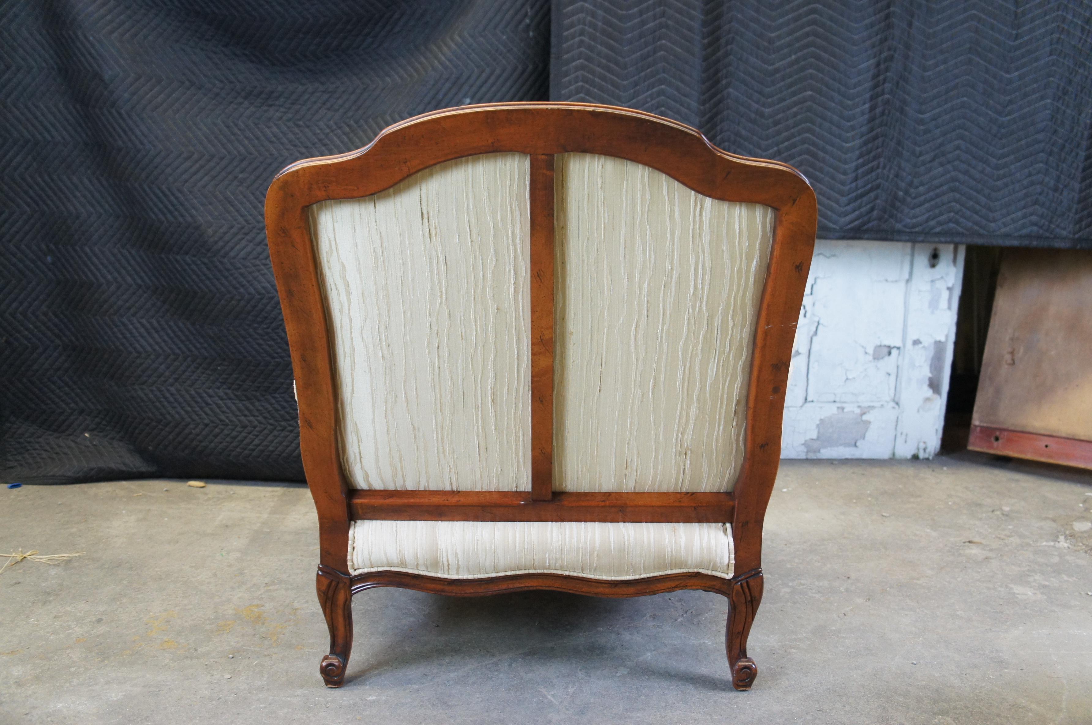 Upholstery Sam Moore French Country Walnut Bergere Fauteuil Club Lounge Arm Chair Ottoman