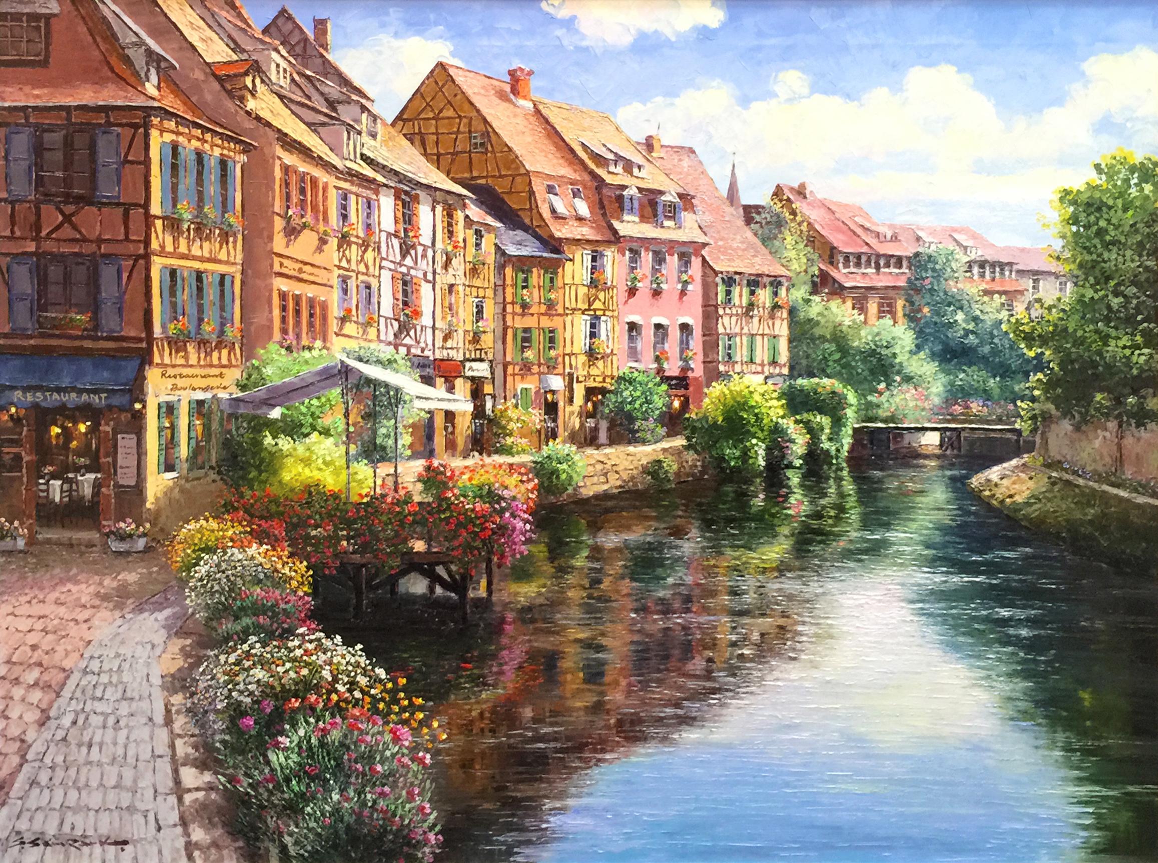 VILLAGE STRASBOURG - Painting by Sam Park